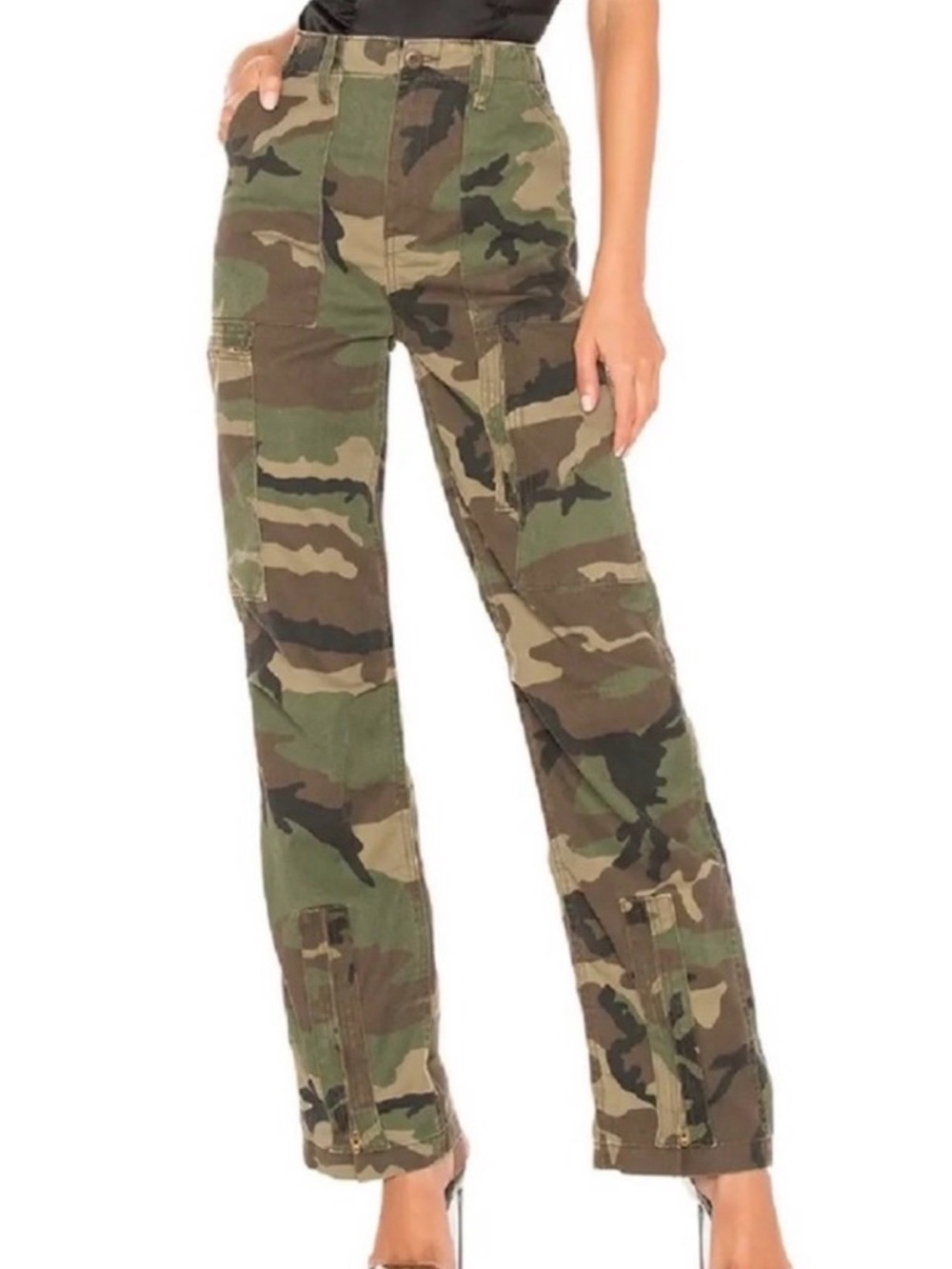 Re/done high waisted camo cargos